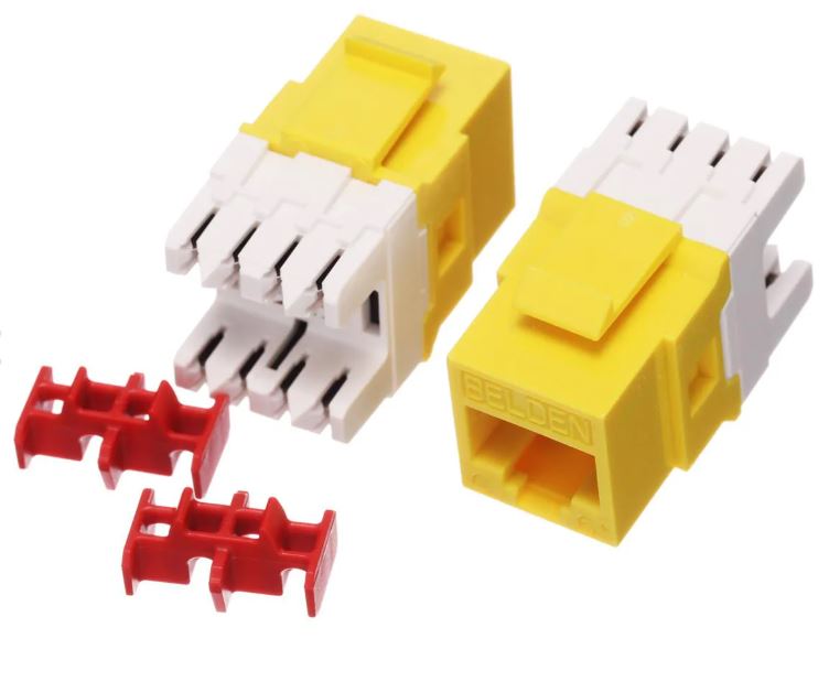 Belden AX104191-B24 CAT6 RJ45 KeyConnect Jack Module, Yellow, 24 Pack