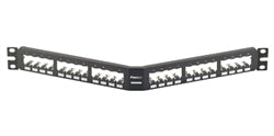 CPA24BLY, Panduit Mini-Com Patch Panel, 24 Port, Angled, All Metal Shielded, Black (MOQ: 1; Increment of 1)