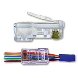 202010J EZ-RJ45 Modular Plug: 8 Position / 8 Conductor for Round, Solid or Stranded CAT6 Cable - Pass-Through