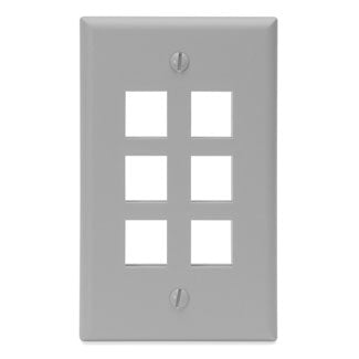 41080-6GP LEVITON Faceplate QuickPort 6 Port, Grey