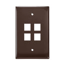 41091-4BN LEVITON Wallplate, QuickPort, Midsize, Single-Gang, 4 Ports, Brown