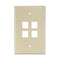 41091-4IN LEVITON Wallplate, QuickPort, Midsize, Single-Gang, 4 Ports, Ivory