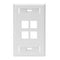 Leviton 42080-4WS QuickPort Faceplate, White, 4 Port