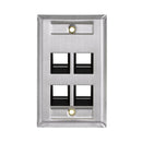 Belden AX104232 KeyConnect Faceplate, Stainless Steel, 4 Port